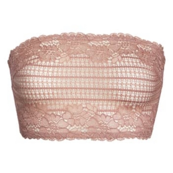 NWT $38 Free People Camilla Bandeau Bralette Small Vintage Rose Lace Strapless - Picture 13 of 13